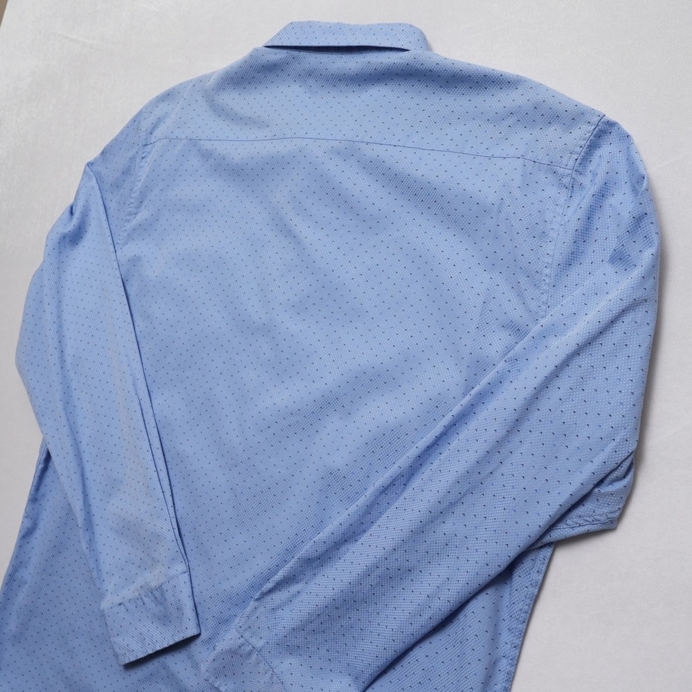 Craft + Flow Button Front Mens XXL Blue Micro Geometric Long Sleeve Shirt - Picture 14 of 14